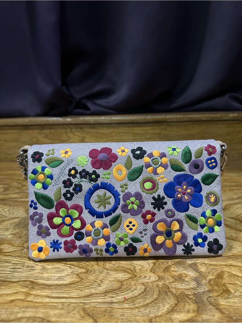 New Consuela Fizz Uptown crossbody Lavender Glitter Floral embroidery - Picture 2 of 5